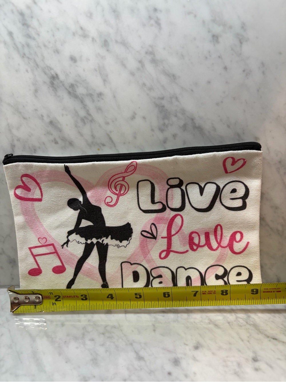 Live Love Dance Ballerina Canvas Zipper Pouch NWOT - Picture 2 of 4